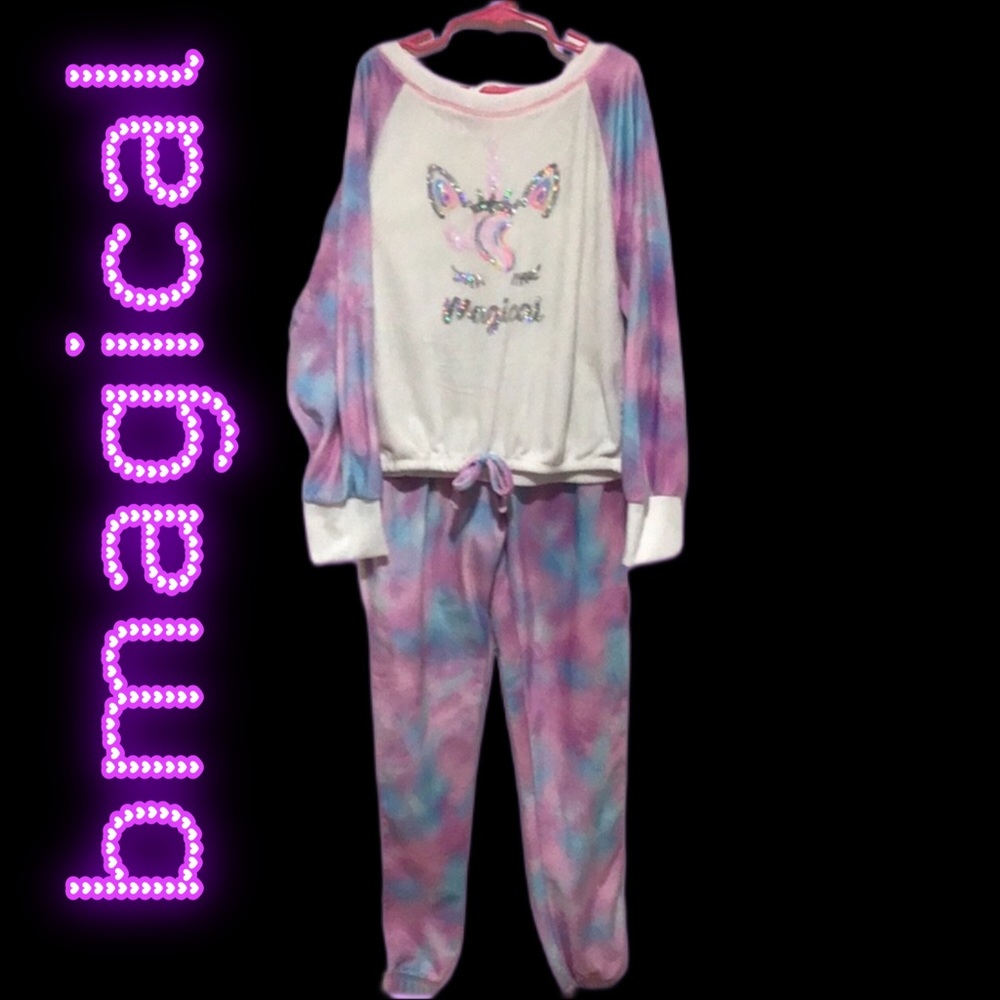 bmagical 2-Piece Unicorn Tie-Dye Pajamas Flame‎ Resistant, Size 10 (runs big)